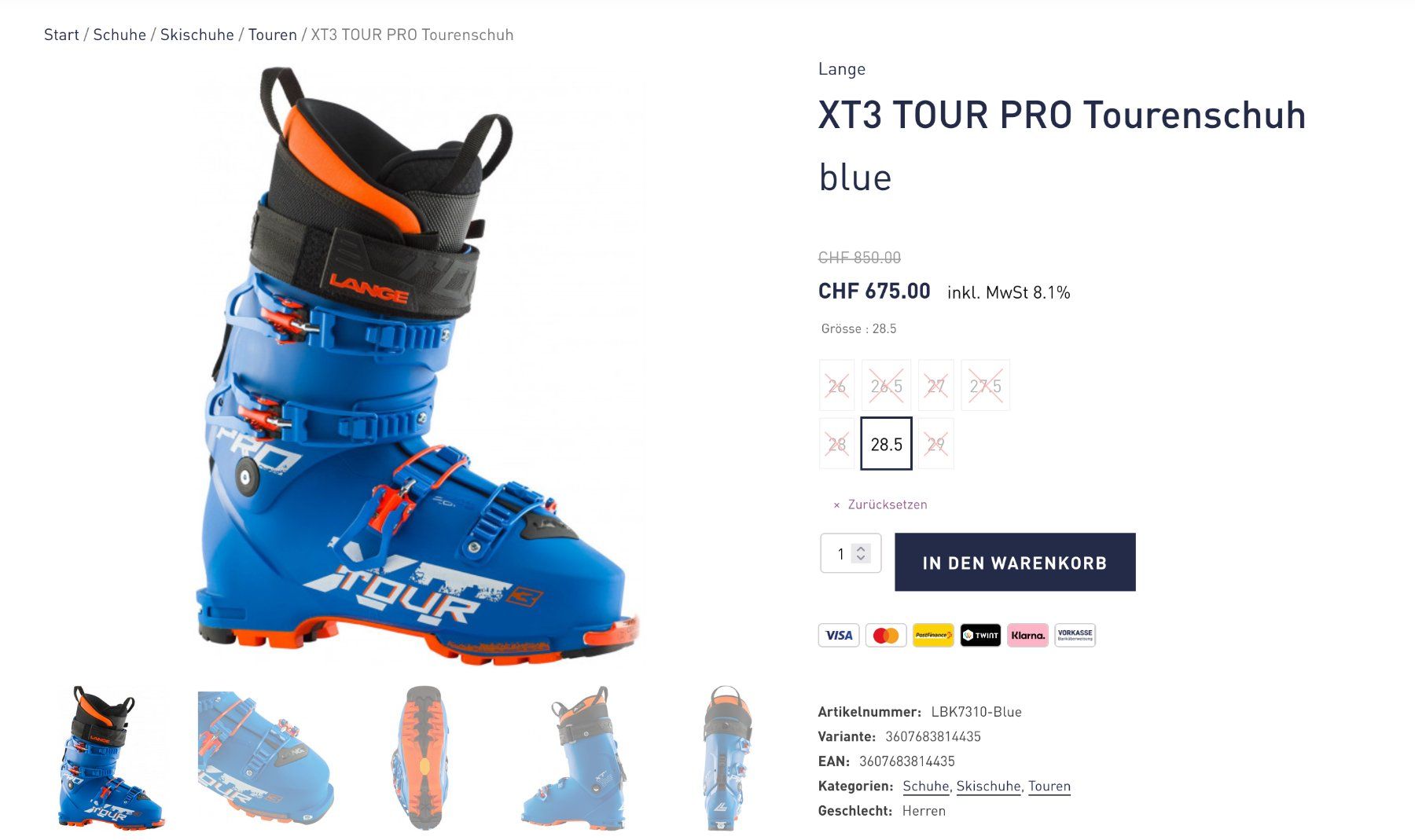 Lange Scarpe da uomo: Lange Touren Skischuhe 26.5 / 41 – Usato da Emmenbrücke venduto da karkarkar 1