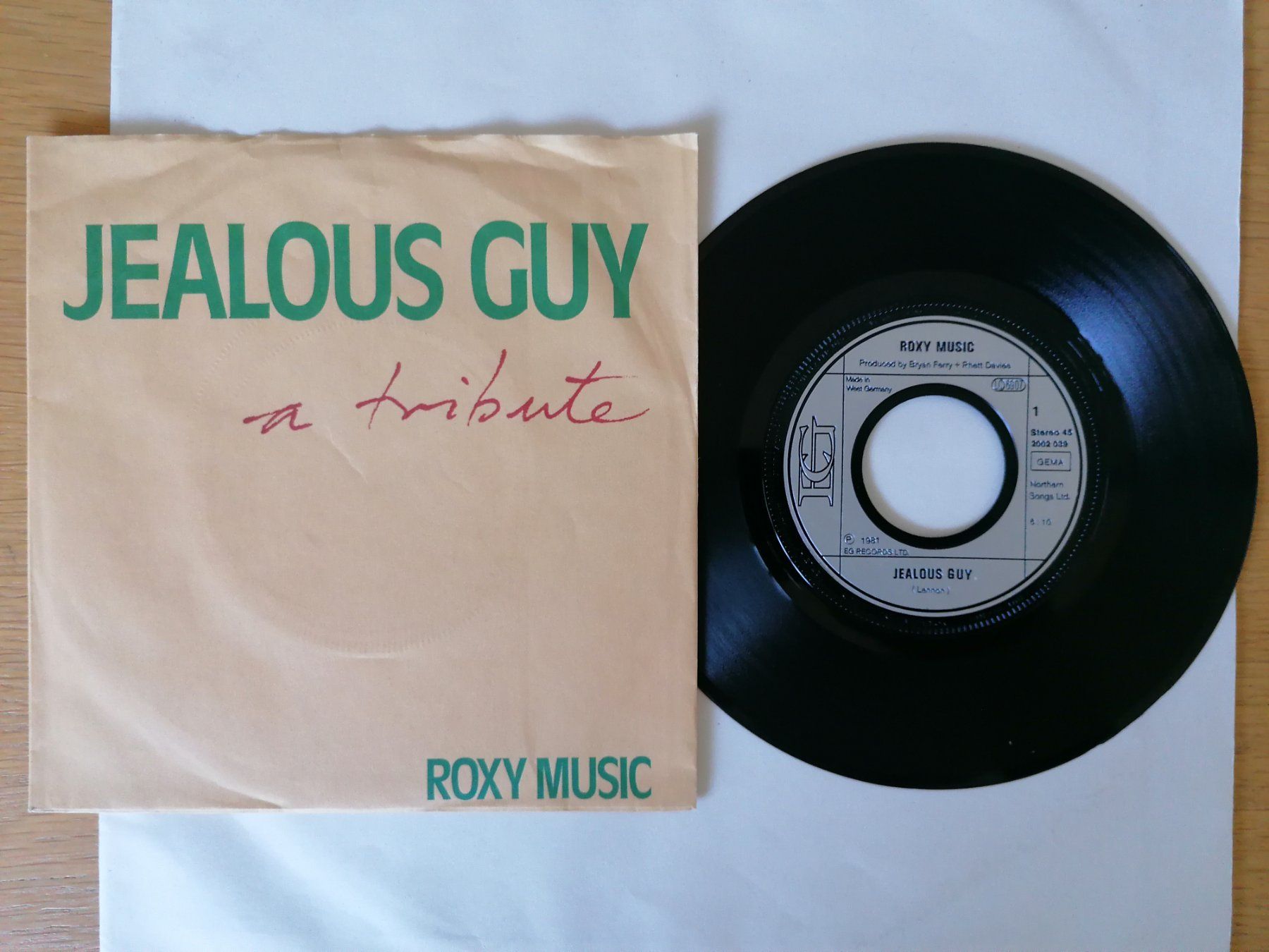 Schallplatten: Roxy Music -- Single Jealous Guy – Gebraucht aus Beinwil am See von Funkthesizer