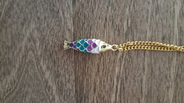 pendentif poisson avec chaîne dorée 10 microns