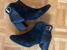 Schwarze Wildleder/Leder Stiefeletten, Grösse 41