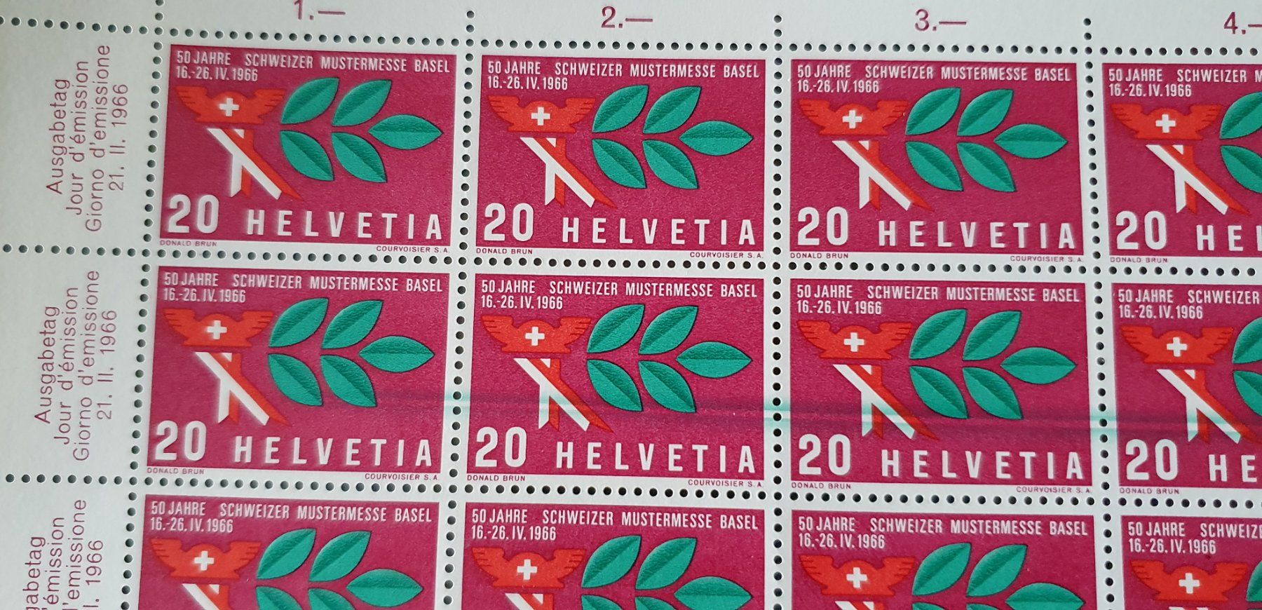Tutti i francobolli: 1966 Bogen Nr.440 Rakelfehler, Wisch durch den Bogen – Usato da Kreuzlingen venduto da Rschweiz1 5