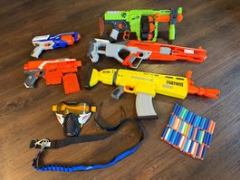 Nerf Set - 5 Blaster inkl. Darts, Schutzbrillen & Zubehör