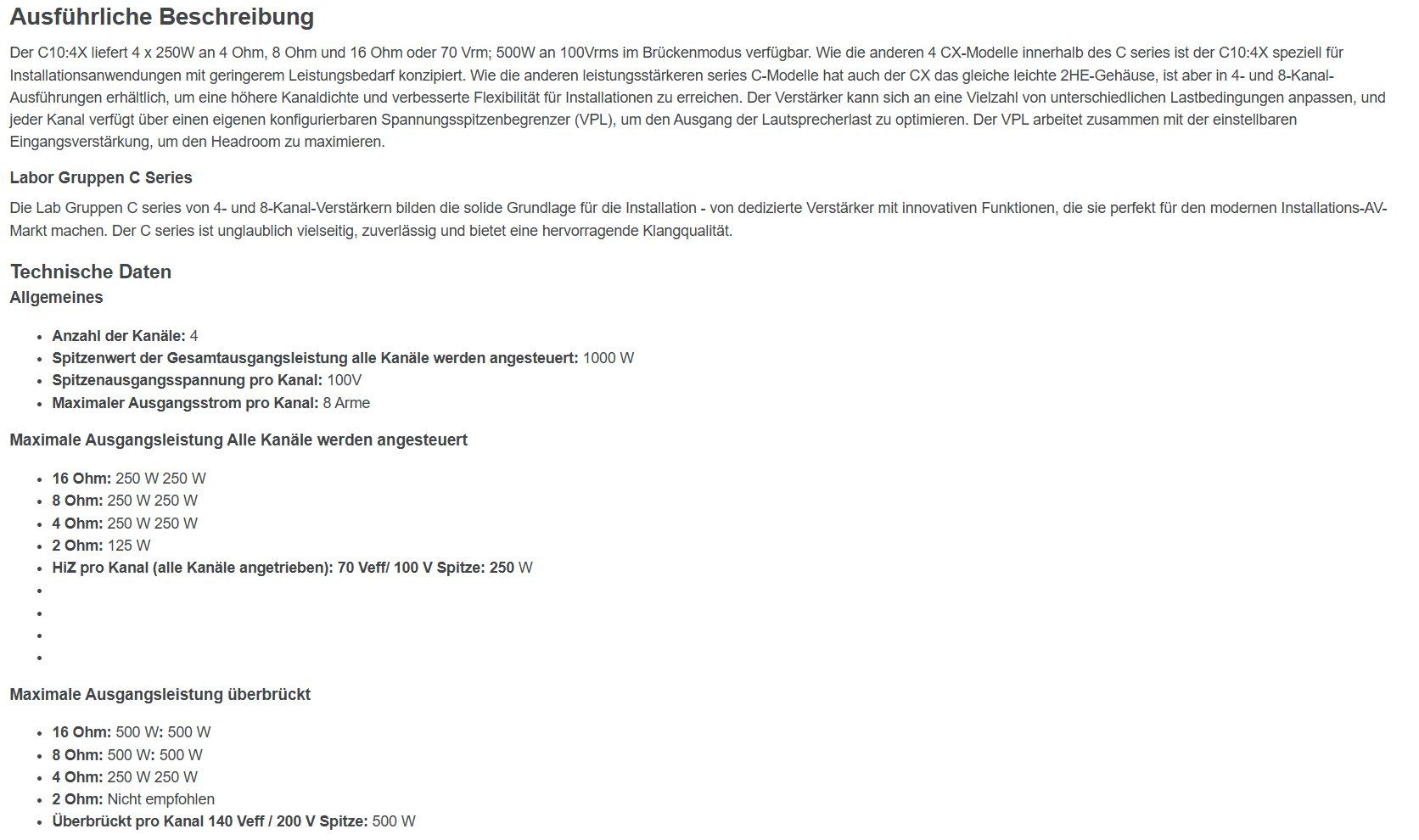 Lab.Gruppen Amplificatori: Lab Gruppen C10:4X-Verstärker – Usato da Küttigen venduto da FuturePlanet 5