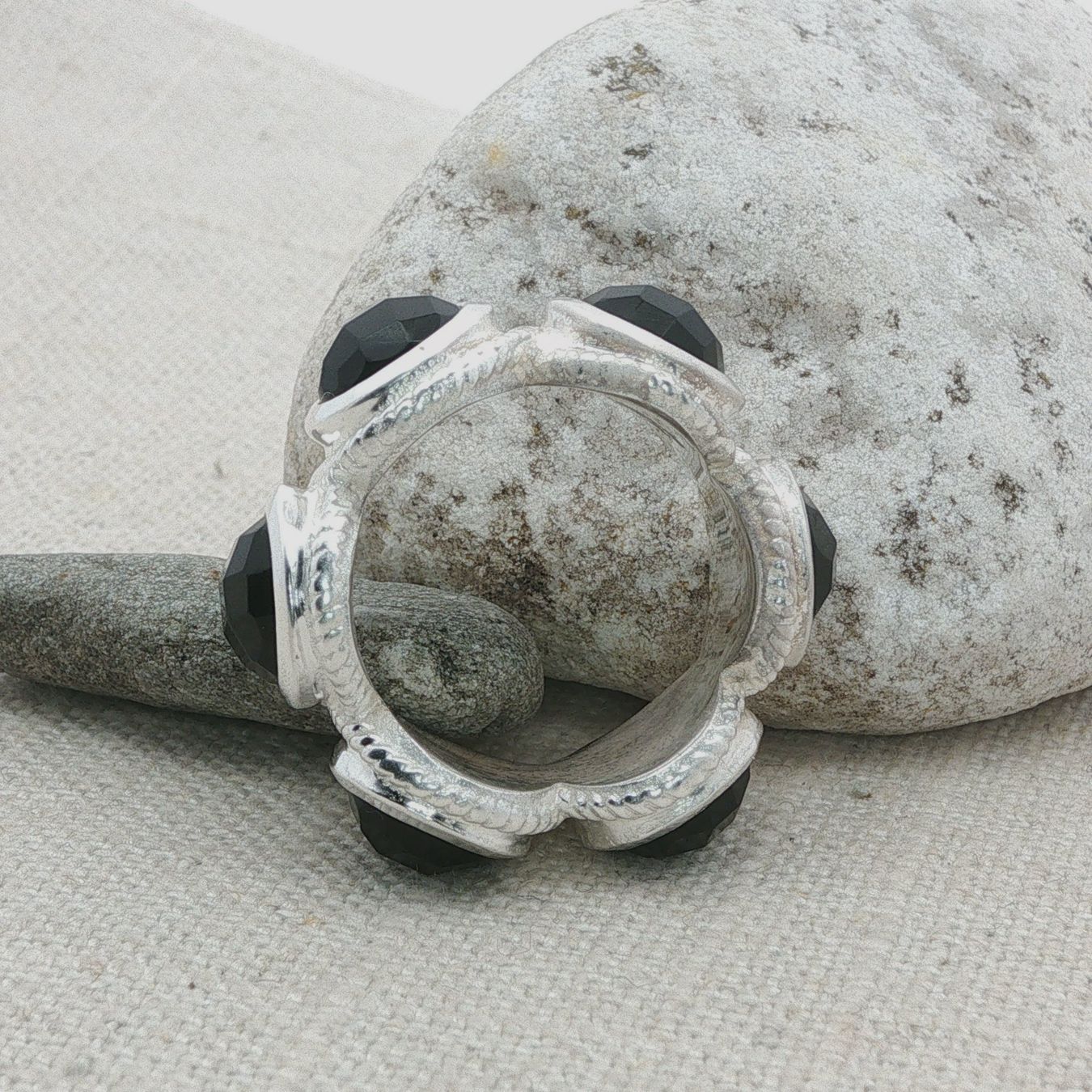 Olga Ribler Ringe: Statement Silber Ring 925 mit Onyx Grösse 56 – Neu (gemäss Beschreibung) aus Luzern von Schmuckoutlet