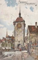 Baden-Stadtturm-Künstlerkarte Restaurant Schlossberg 1907