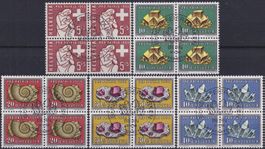 1958, B86-B90, Viererblöcke mit Ersttagsstempeln, Kat: 100.-