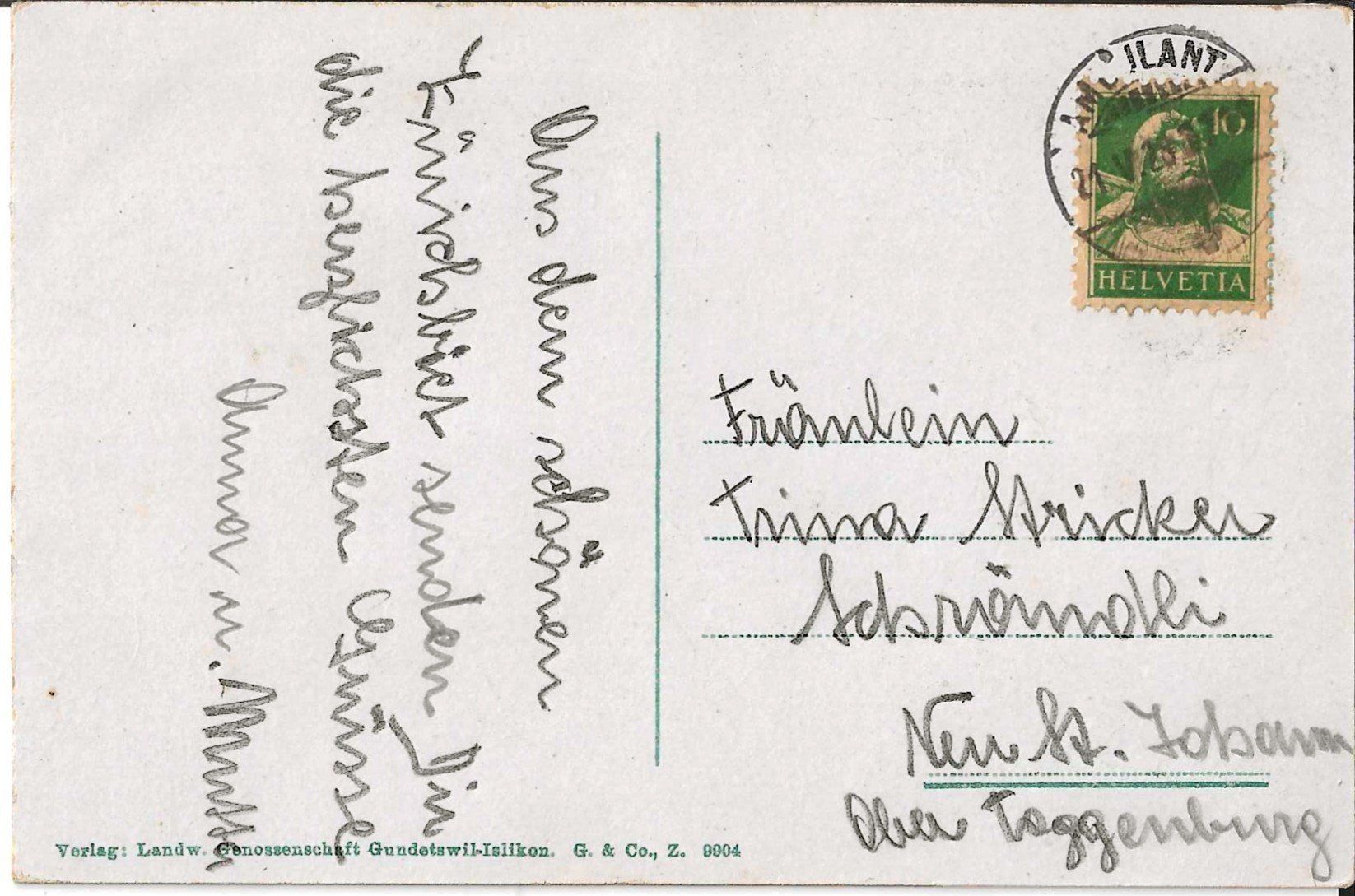 Cartoline postali: Karte Gachnang 1928 – Usato da Zürich venduto da Philacat11 1