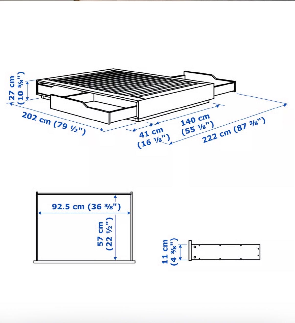 Ikea Lits: Bettgestell mit Schubladen 140x200 cm – D'occasion à Bern par jus_nkp7 2