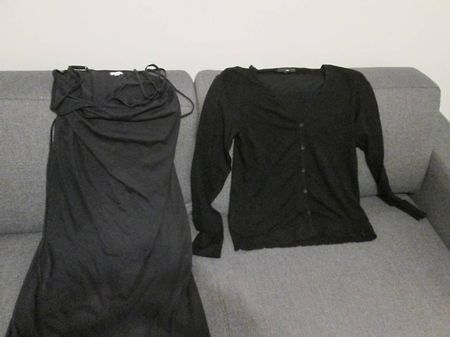 Trägerkleid Kaffe Gr M schwarz + Pulli schwarz (1979-TJZ)