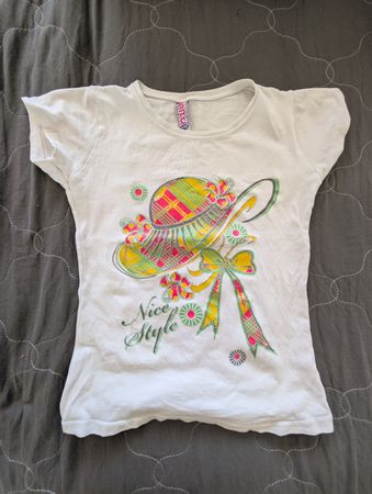 Mädchen T-Shirt Grösse 8 Jahre weiss mit Print CV