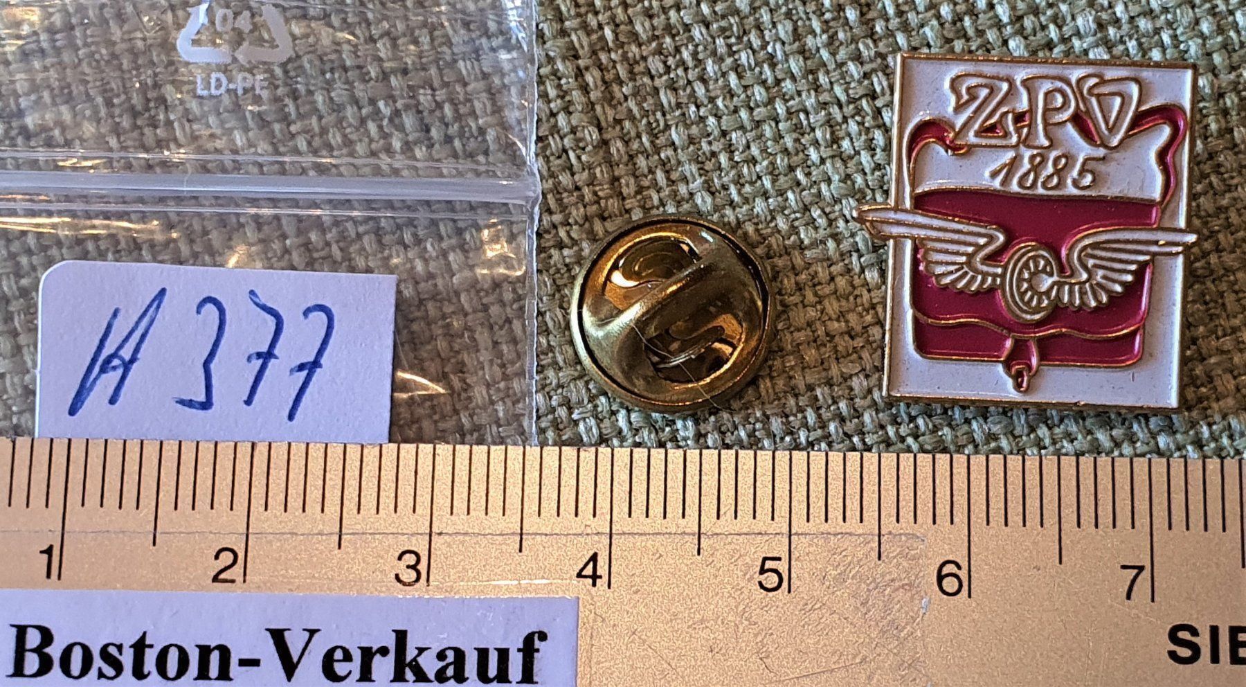 Alle Briefmarken: H377 - Pin ZPV 1885 Schweizer Eisenbahn – Gebraucht aus Reinach BL von Boston-Verkauf 1