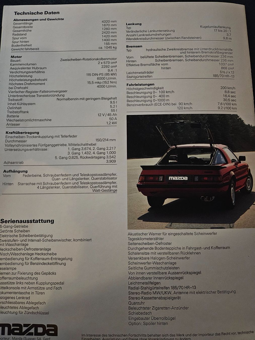 Mazda Documenti: Mazda RX-7  Prospekt  1981  xb – Usato da Flawil venduto da sr1_f6st 6