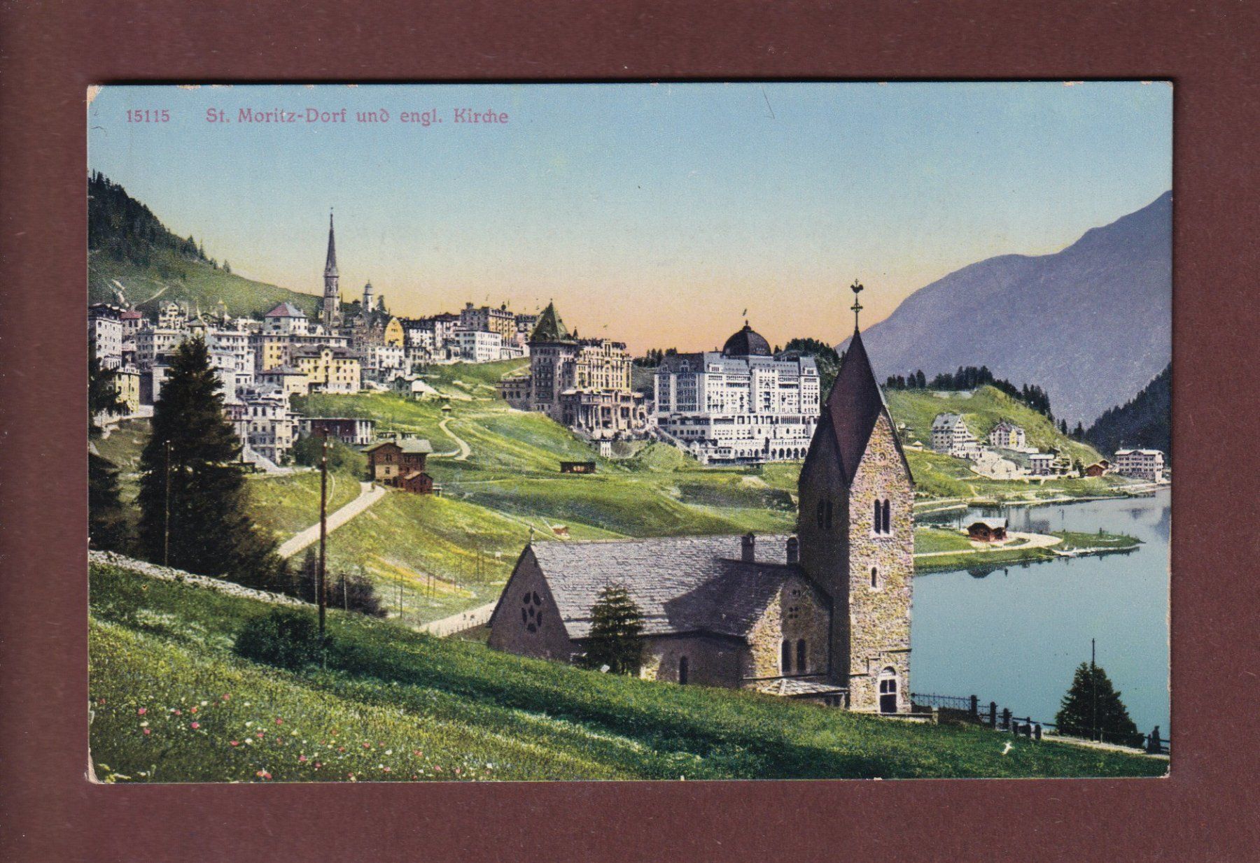 Cartoline postali: ST. MORITZ-DORF und Englische Kirche – Usato da Pully venduto da nicecards-shop