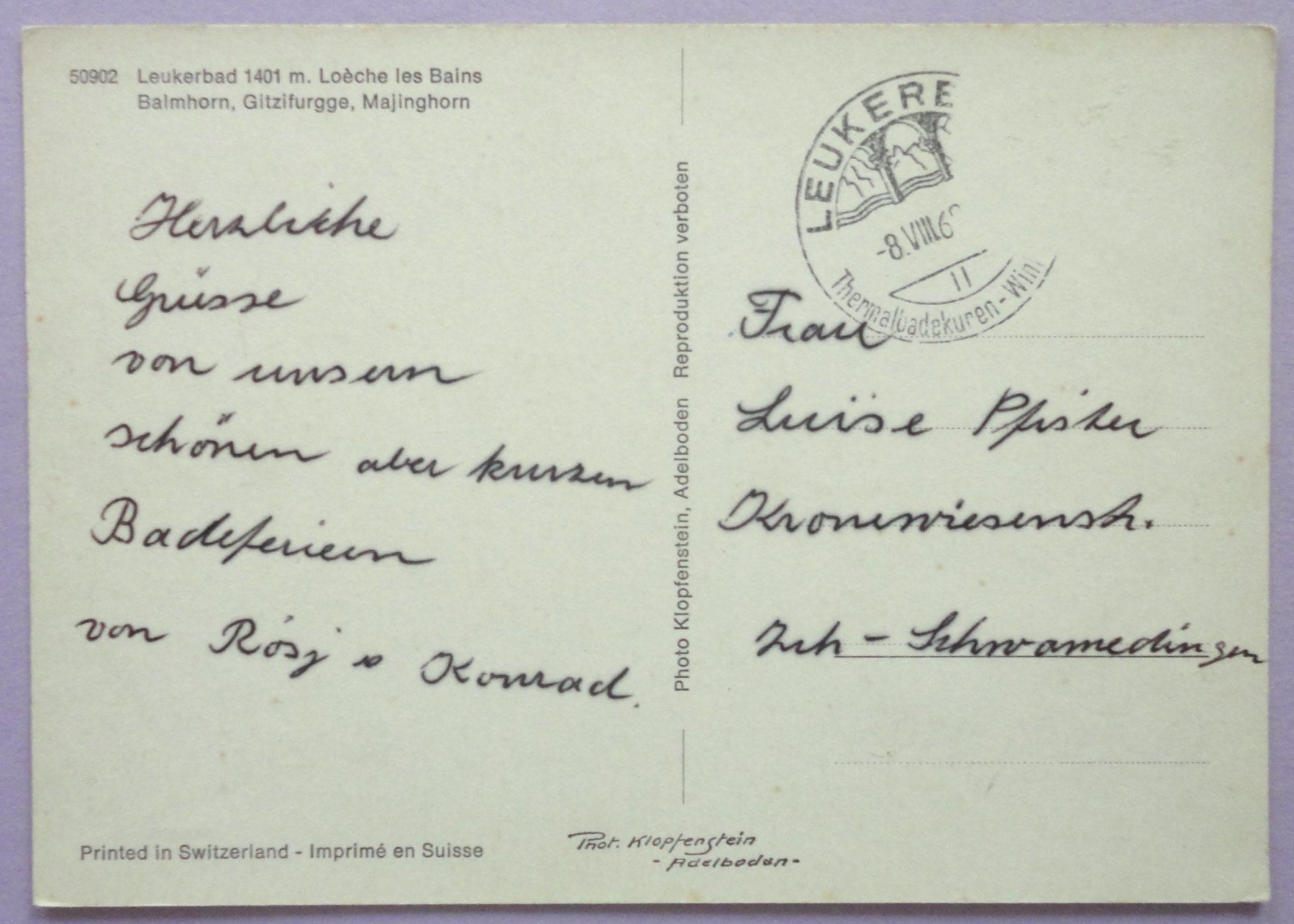 Cartoline postali: Leukerbad 1401 m – Difettoso da Fétigny venduto da Billy2miny 1