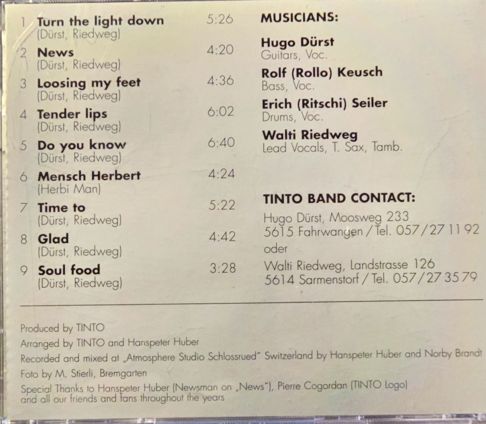 CD: Tinto Band - Tinto News – Usato da Wahlen b. Laufen venduto da Cg10 2