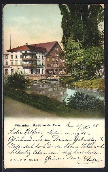 Ansichtskarten: AK Winterthur, Partie an der Eulach – Gebraucht aus Berlin von bartko-reher