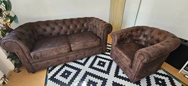 Chesterfield Sofa (2-Sitzer) & Sessel  Stoff/Microfaser
