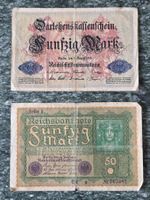 2 historische 50 Mark Reichsbanknoten von 1914 + 1919, rar!