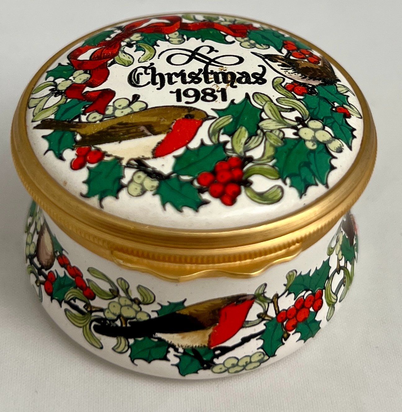 Contenitori & Simili: Halcyon Days Enamels, handbemaltes Weihnachtsdöschen, 1981 – Usato da Zürich venduto da Drahtzug
