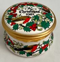 Halcyon Days Enamels, handbemaltes Weihnachtsdöschen, 1981