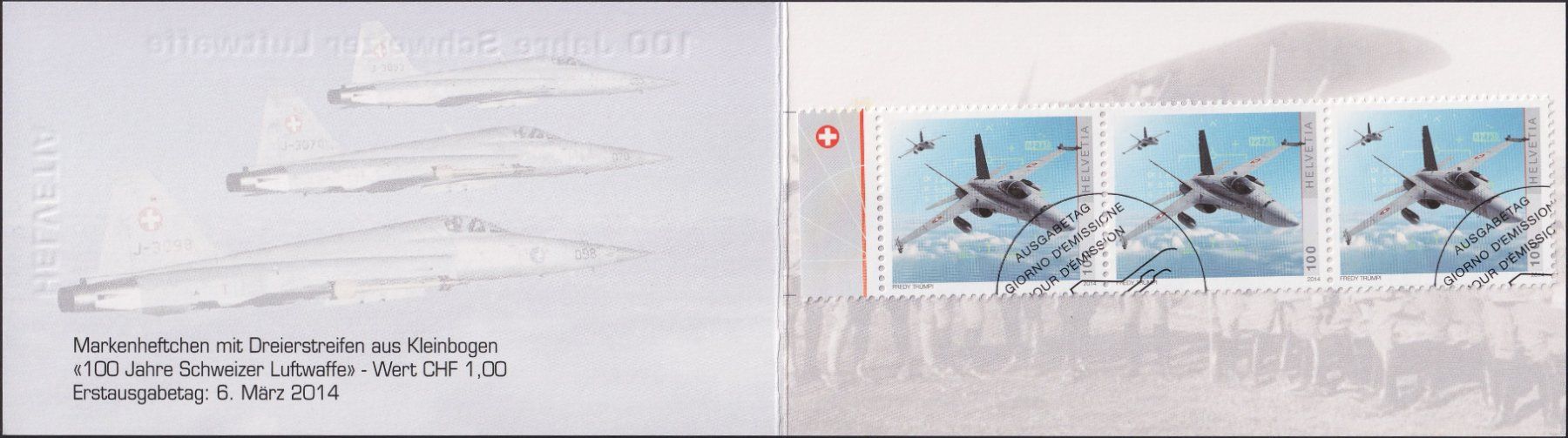 Tutti i francobolli: 2014, Markenheft "Schweizer Luftwaffe" +Nr.1493, limitiert! – Usato da Sursee venduto da Luzernerraute 1