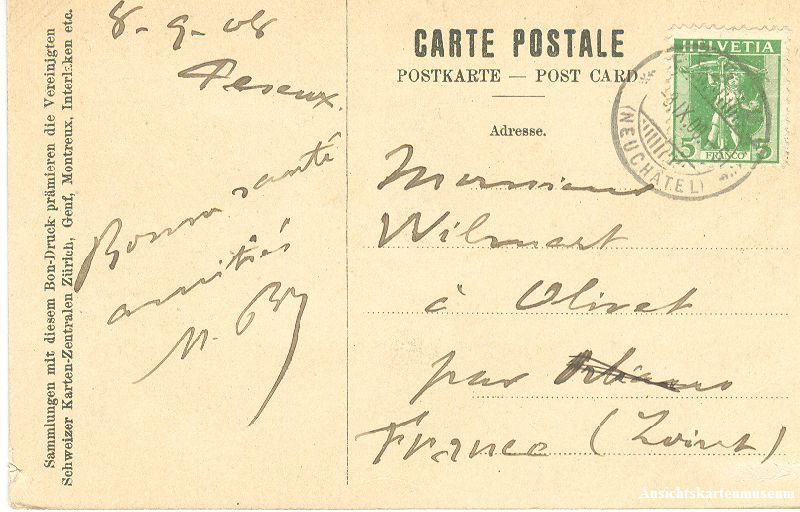 Cartoline postali: Pilatusbahn - Eselswand + 1908 – Usato da Emmenbrücke venduto da teestube 1