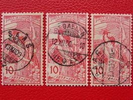 UPU-MARKEN (3x) 78B mit Abart, "obere Randlinie defekt"
