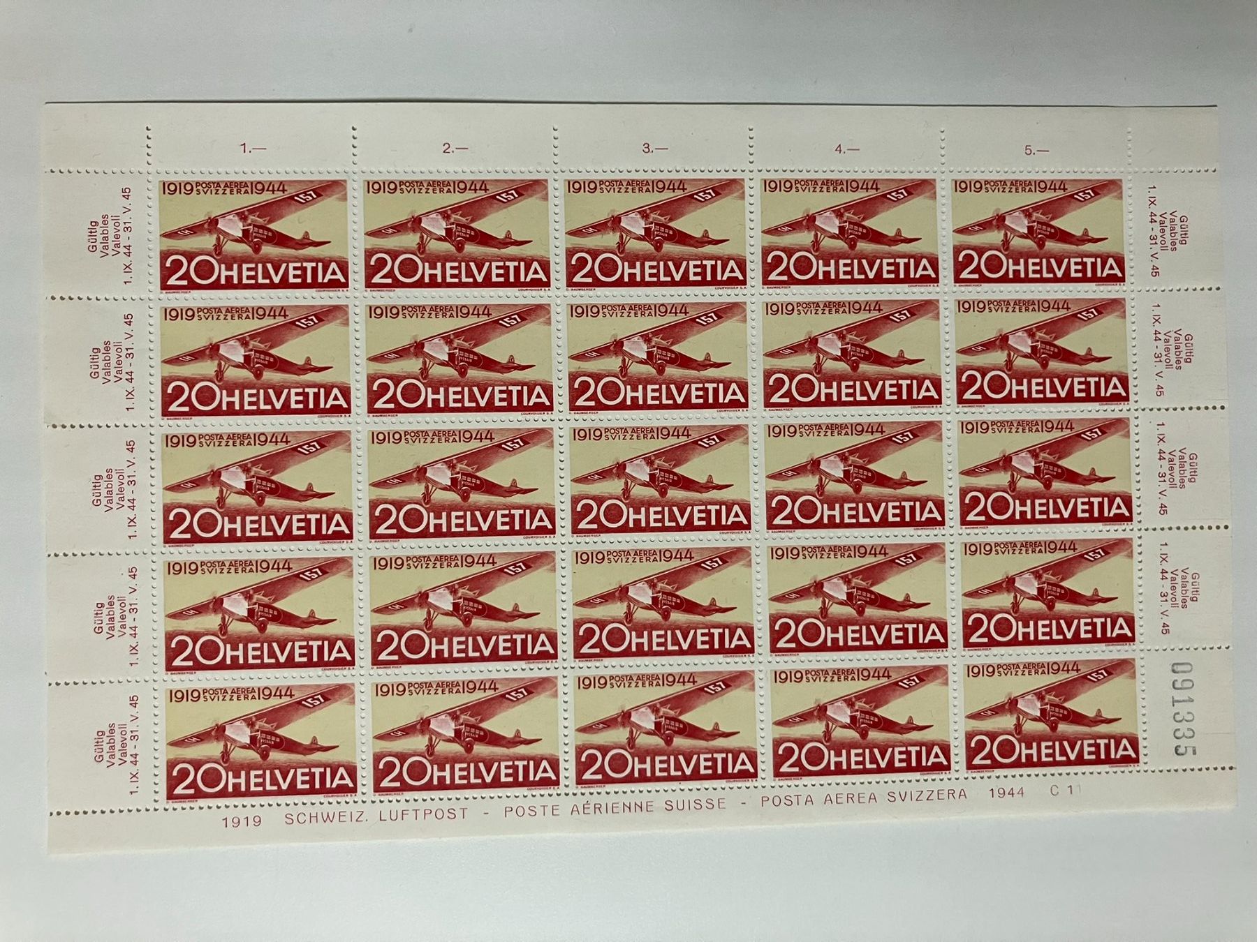 Tous les timbres: Flugpost 1944, Kat. 438+39 je Kleinbogen,** – D'occasion à Würenlos par Eulenpostuhu