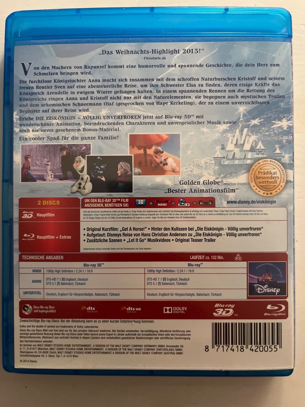 Tutti i DVDs: Disney | Die Eiskönigin (2014) - Blu-ray & 3D – Nuovo (secondo la descrizione) da Sierre venduto da black.box 1