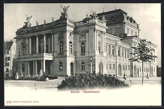 Cartoline postali: Zürich, Stadttheater mit Strassenpartie – Usato da Berlin venduto da bartko-reher