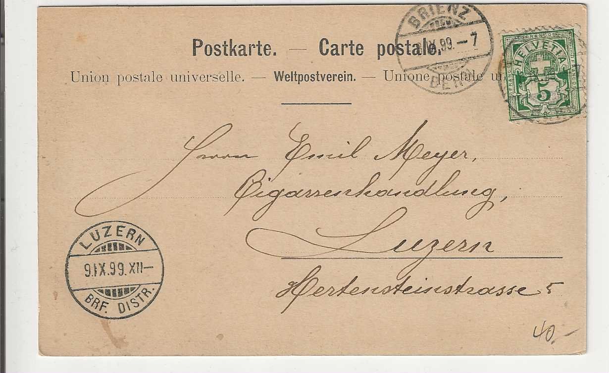 Cartoline postali: Briez, Litho, 1899 – Usato da Spiez venduto da Niesen20 1