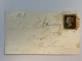 1840 ONE PENNY BLACK, PLATE 3, RED MALTESE CROSS