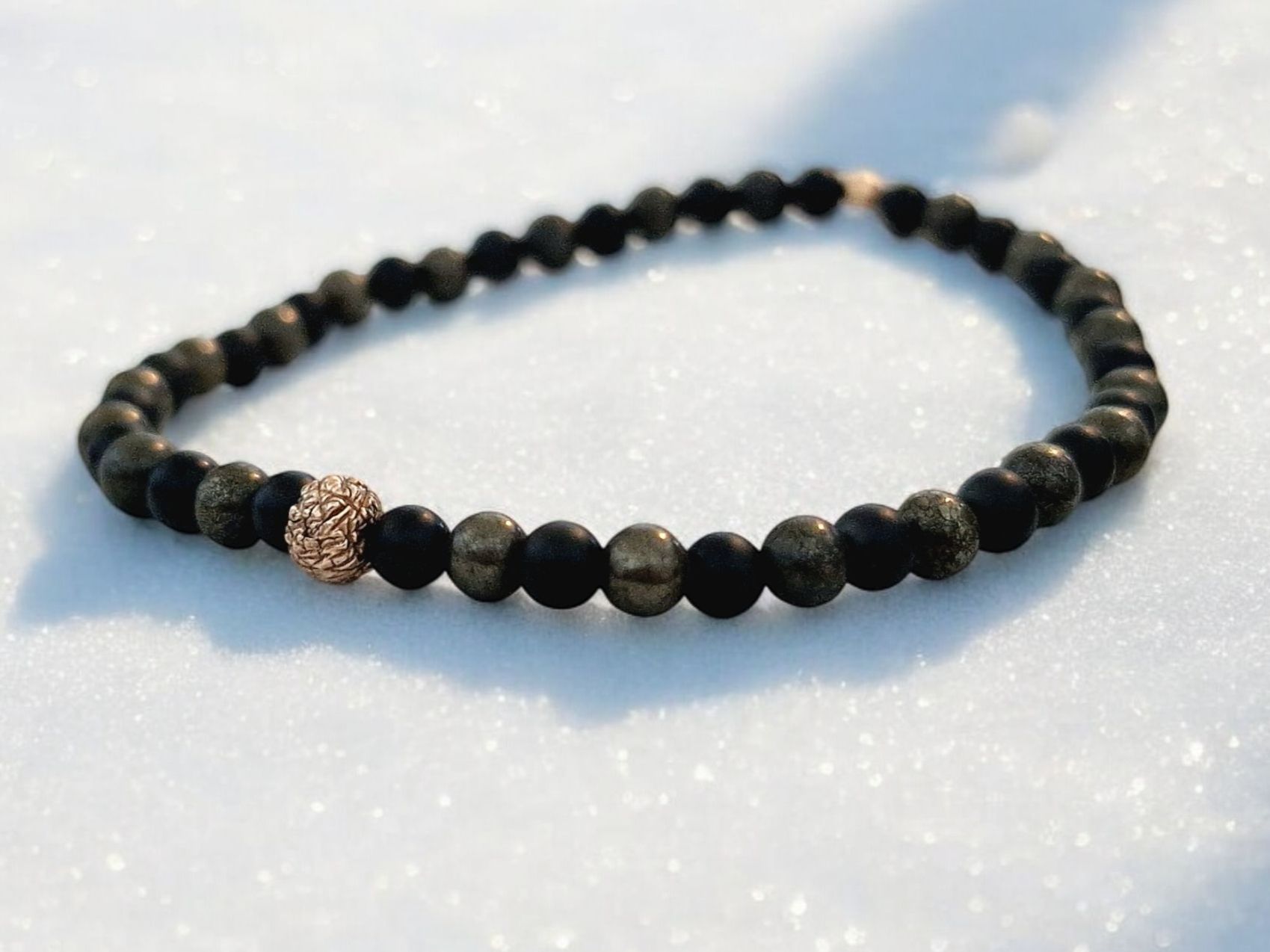 Bracciali & Braccialetti: Armband Schwarzer Turmalin,  Pyrit, Goldbronze – Nuovo e nell'imballaggio originale da Aarau venduto da Schmuckhoehle_MD 2