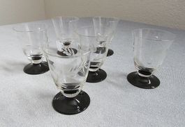 6 Schnapsgläser - Likörgläser mit schwarzem Fuss