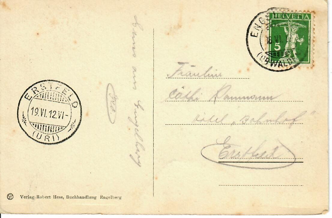 Cartoline postali: Engelberg Alp Herrenrüti 1912 – Usato da Hochdorf venduto da Ziegel-16 1
