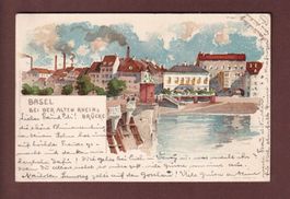 BASEL - Bei der alten Rheinbrücke - 1902
