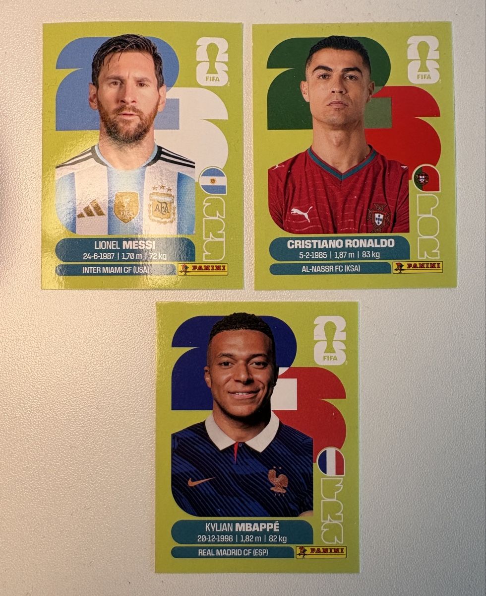 Panini Carte collezionabili: Seltene Panini Stickers Messi, Ronaldo, Mbappe – Nuovo e nell'imballaggio originale da Starrkirch-Wil venduto da Kingsherom