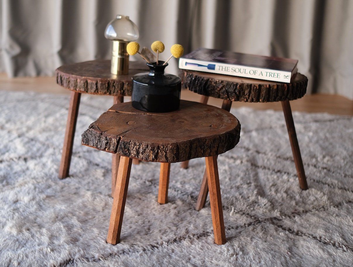 Tischset: 3 Beistelltische Rustic / Mid Century modern – Gebraucht aus Bern von Zmodern_VIN 2