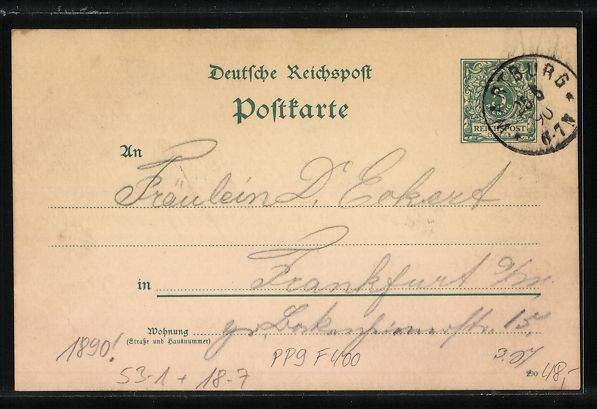 Cancelleria postale: Vorläufer-Lithographie Ganzsache PP9F40 – Usato da Berlin venduto da bartko-reher 1