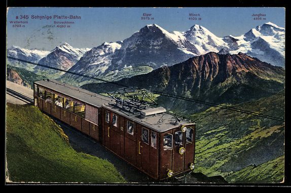 Cartoline postali: Schynige Platten Bahn mit Bergpanorama – Usato da Berlin venduto da bartko-reher