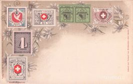 AK Briefmarken // Baslerdybli Erste Briefmarken der Schweiz