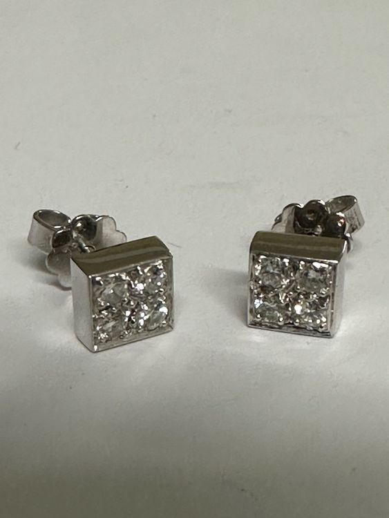 Stecker Ohrringe 750 Gold Mit Diamanten 2A44