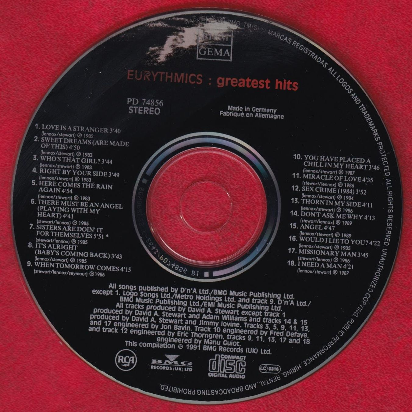 CD: Eurythmics - Greatest Hits (CD) – Usato da Zürich venduto da Pfluftl2000 2