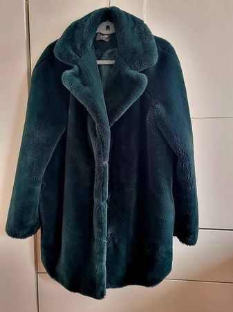 Dunkelgrüner Mantel Fakefur Gr.40