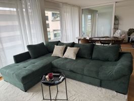 MID.YOU Ecksofa ALVITO – Dunkelgrün/Kord – Neuwertig (4 Mona