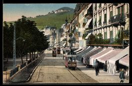 AK Montreux, Grande Rue, Straßenbahn