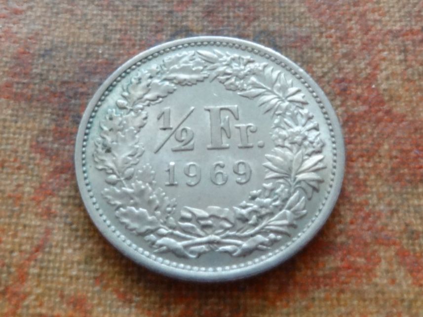 Tutti le monete: 1/2 Fr. 1969 Sans/Ohne "B" – Usato da Romanel-sur-Lausanne venduto da Swift13