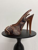 Miu Miu Peeptoe Slingback High Heels 38 braun Plateausandale