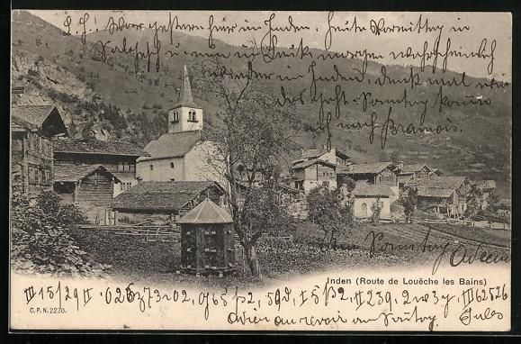 Ansichtskarten: AK Inden, Ortsansicht mit Kirche, 1905 – Gebraucht aus Berlin von bartko-reher