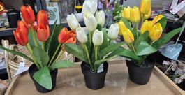 Tulpen-Gesteck Kunstblumen Weiss Frühling Deko 🌷 3 stück